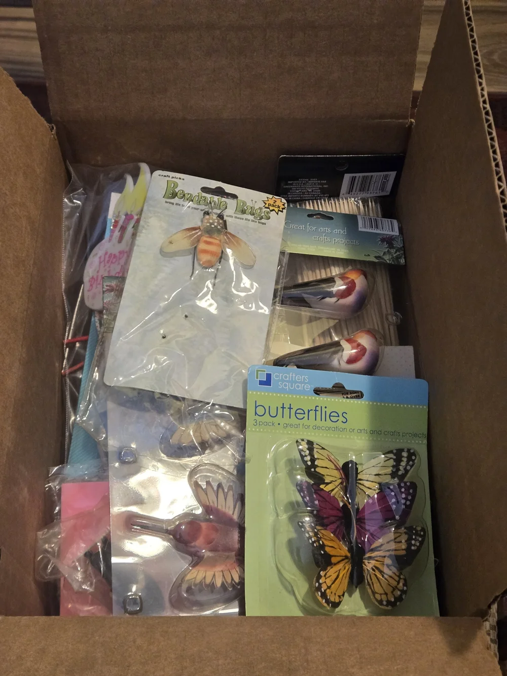 Assorted Party Craft Decorations Butterfly Bird Accents Flower Nail Set and More